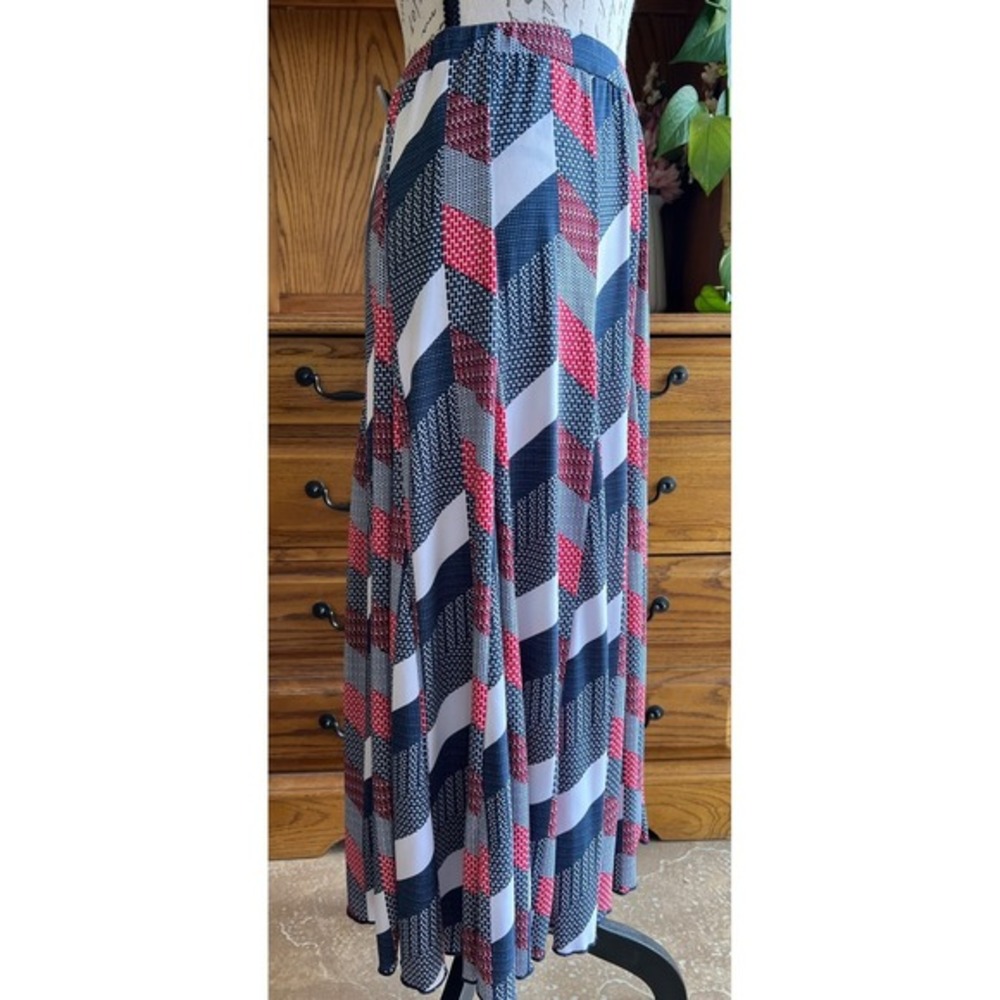 Premise Women's XL Red White Blue July 4th Patriotic Maxi Skirt Stretch Jersey - Picture 2 of 8